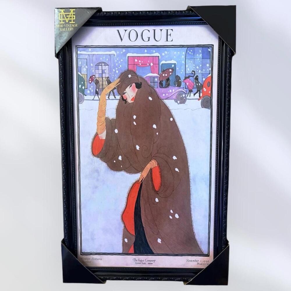 Vogue 1920 “Winter Fashions” Helen Dryden Vintage Cover Framed Wall Art